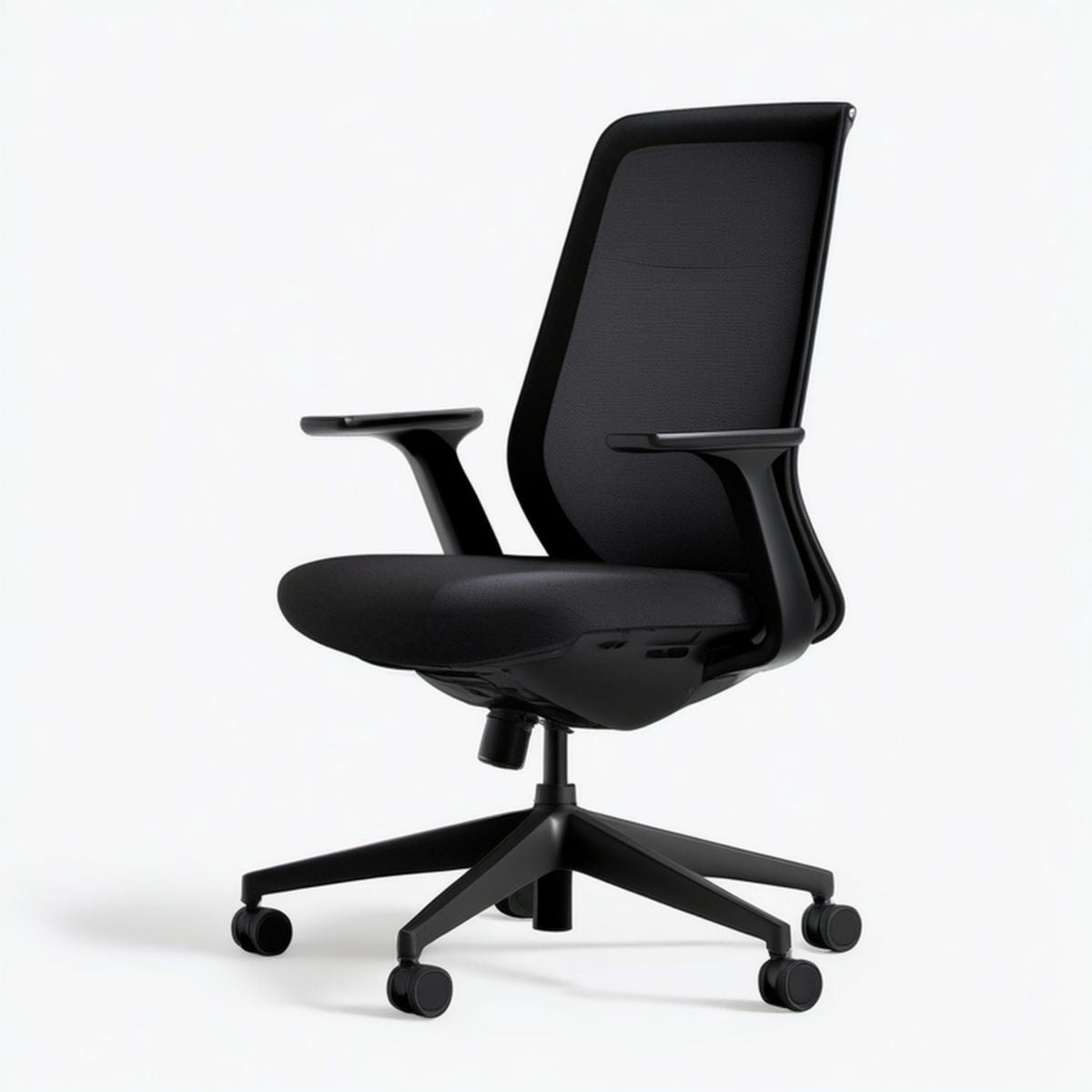Ergonomischer Bürostuhl mit Netzrücken und Armlehnen, Schwarz, 64 x 64 x 110–120 cm