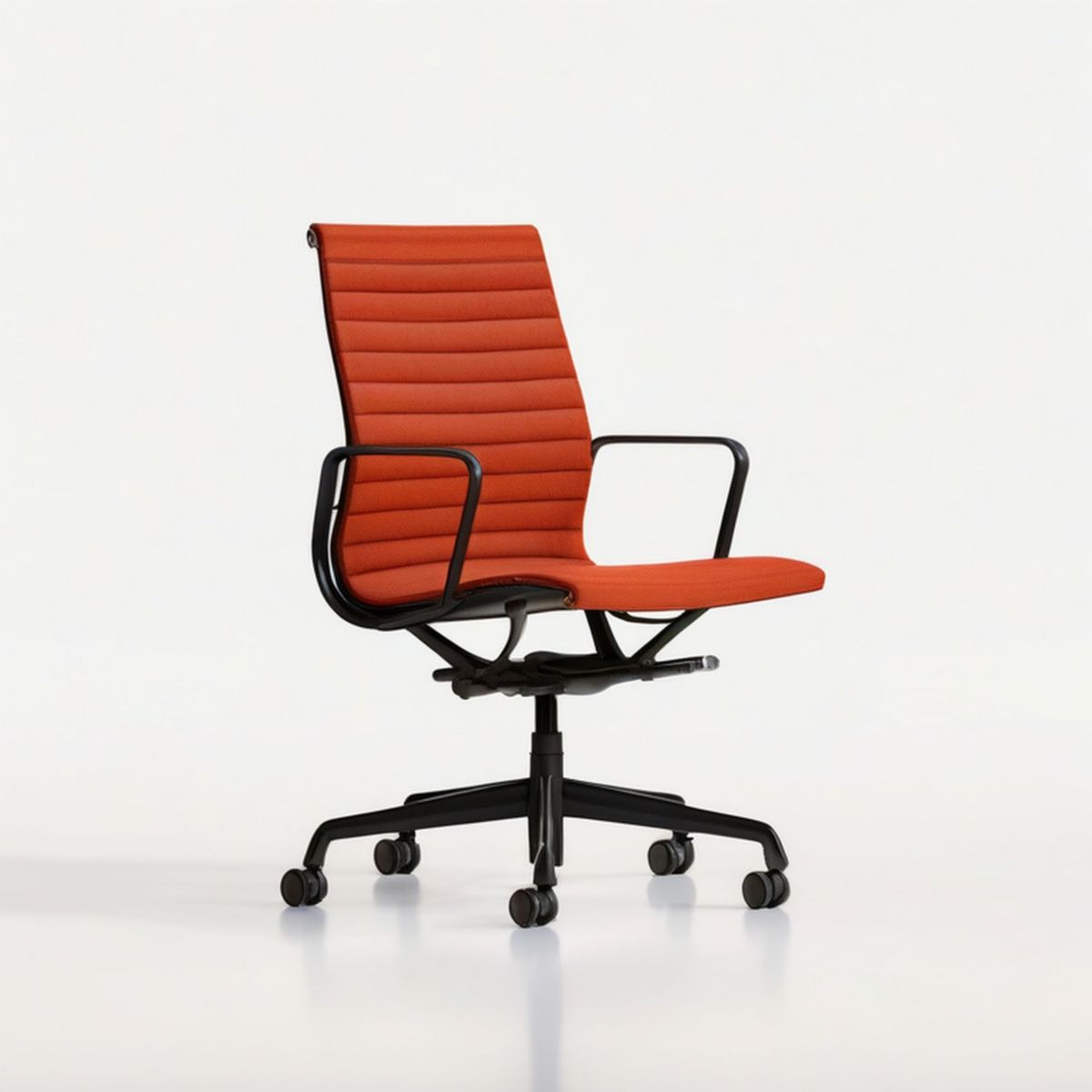Höhenverstellbarer Bürodrehstuhl mit Rollen und hoher Rückenlehne, Orange/Schwarz, 65 x 65 x 105–115 cm