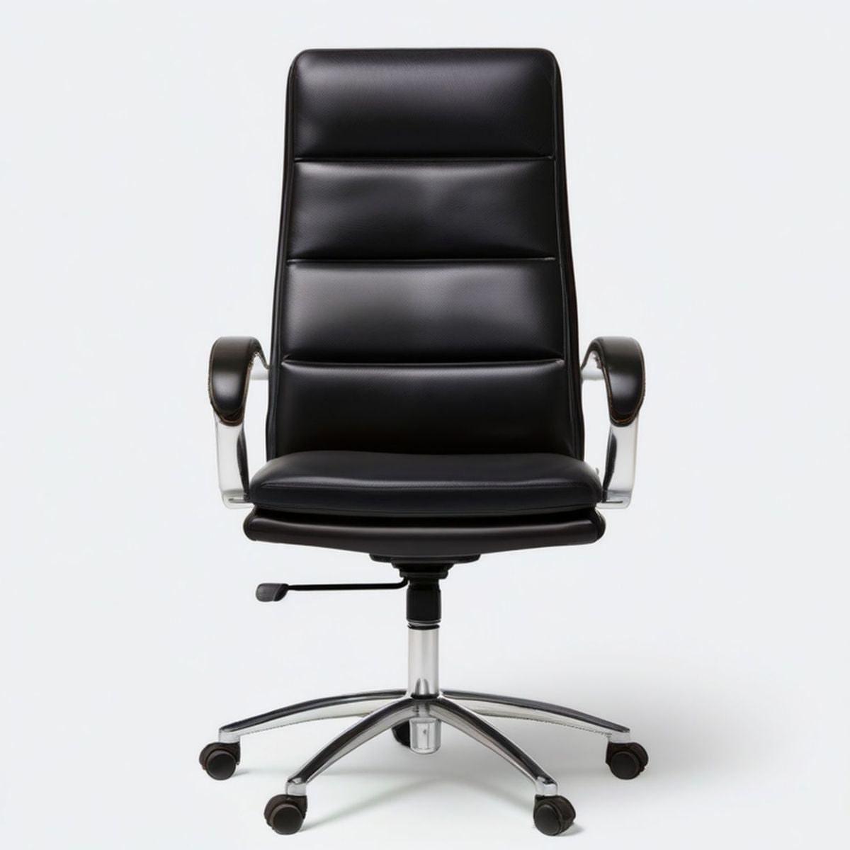 Chefsessel mit PU-Kunstlederbezug, 64 x 64 x 116–126 cm, Schwarz/Silber