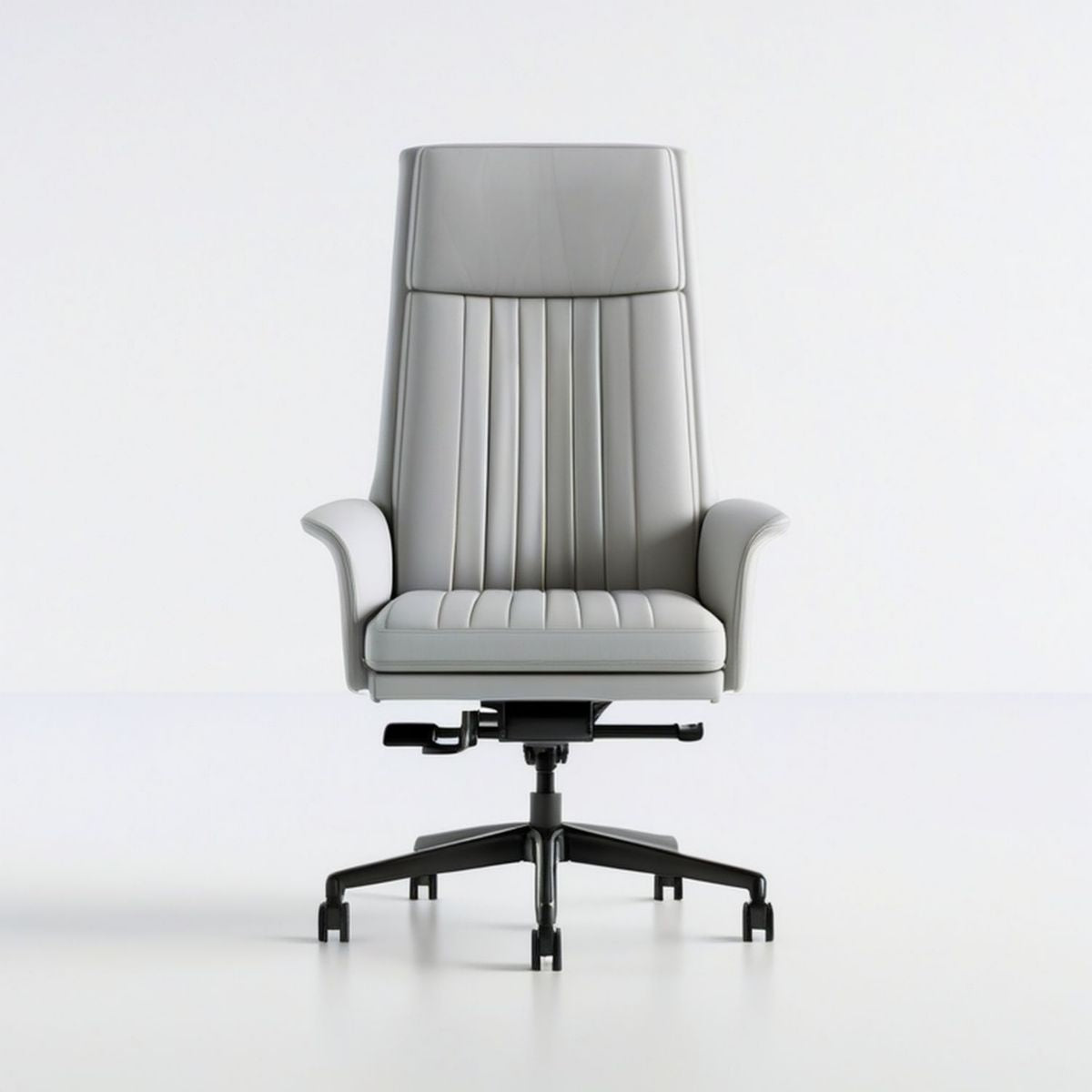 Höhenverstellbarer Chefsessel aus grauem PU-Kunstleder, 68 x 68 x 118–128 cm