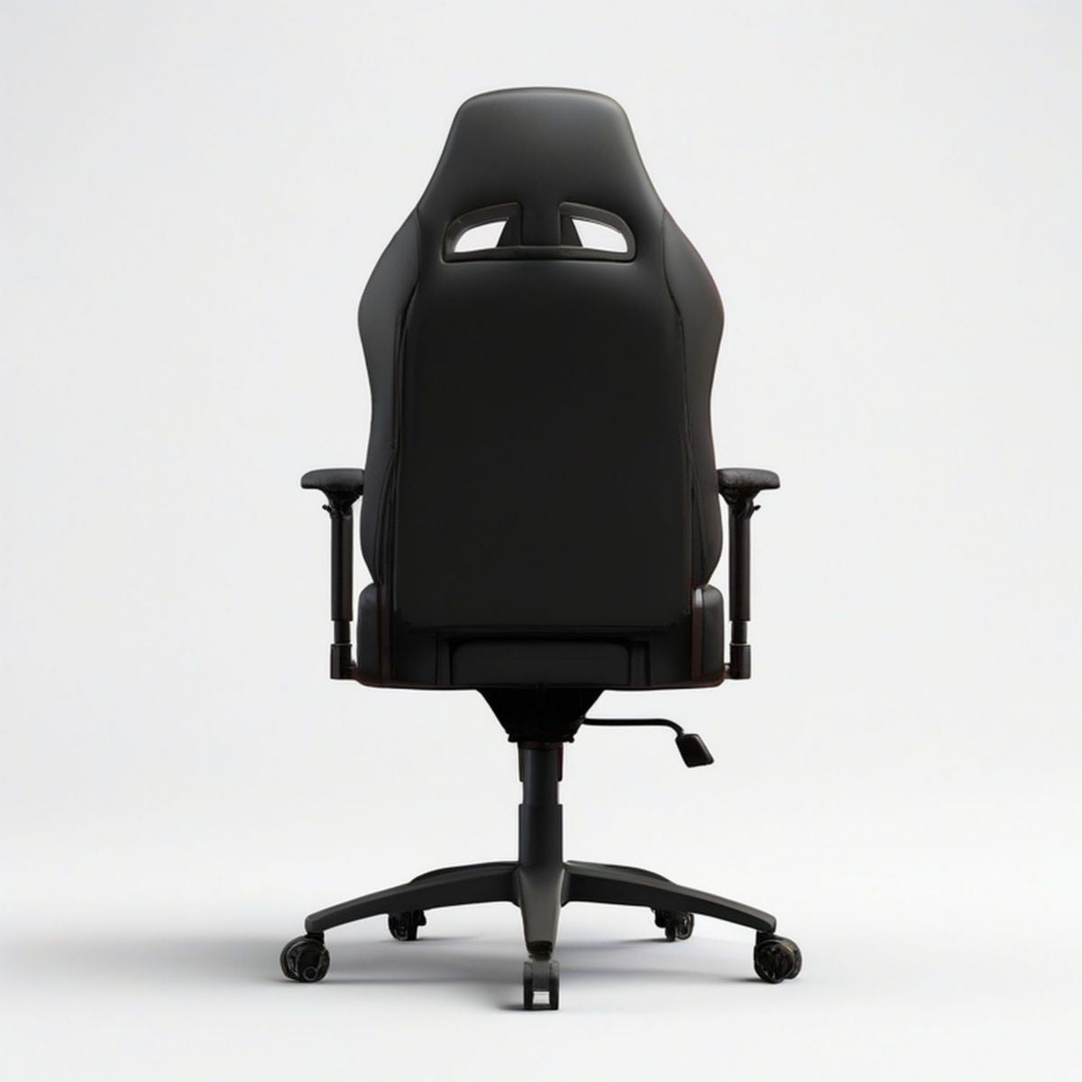 Gaming-Bürostuhl Schwarz aus PU-Kunstleder mit Armlehnen und Rollen, 65 x 65 x 120–130 cm