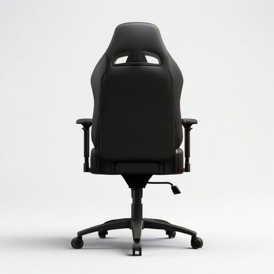 Gaming-Bürostuhl Schwarz aus PU-Kunstleder mit Armlehnen und Rollen, 65 x 65 x 120–130 cm