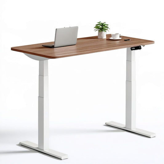 Elektrisch höhenverstellbarer Schreibtisch 120 x 60 cm, Walnussbraun/Weiss