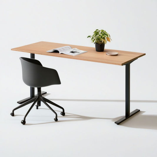 Rechteckige Arbeitsfläche 160 x 80 x 74 cm in Eicheoptik mit schwarzem Stahlgestell