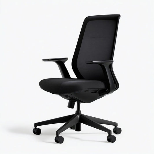 Ergonomischer Bürostuhl mit Netzrücken und Armlehnen, Schwarz, 64 x 64 x 110–120 cm