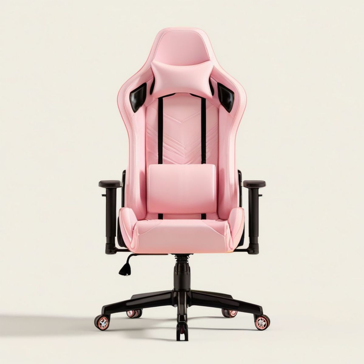 Gamingstuhl Rosa/Schwarz aus PU-Kunstleder, 66 x 70 x 123–133 cm