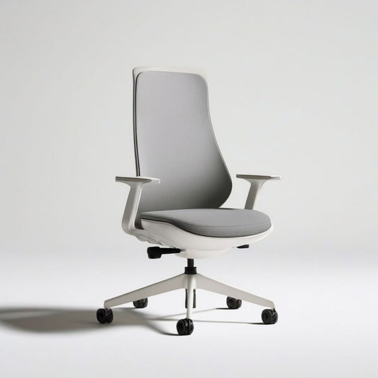 Drehbarer Bürostuhl mit Rollen, 64 x 64 x 117 cm, Grau/Weiss