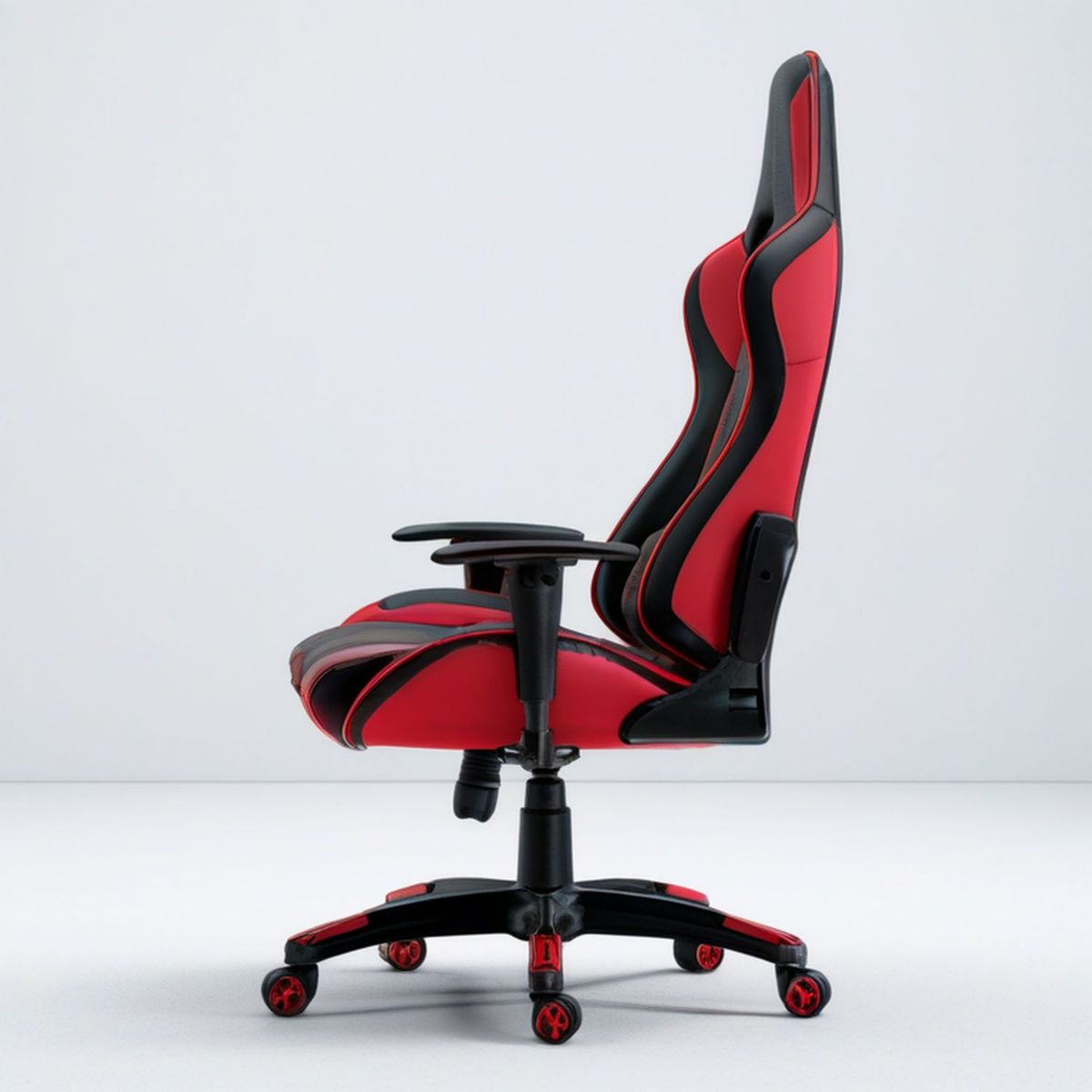 Gamingstuhl aus Kunstleder Schwarz/Rot, 66 x 66 x 124–134 cm