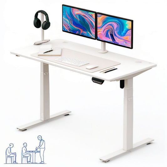 Elektrisch höhenverstellbarer Tisch 120 x 60 cm Weiss mit Stahlgestell