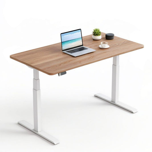 Elektrisch höhenverstellbarer Schreibtisch 160 x 80 cm, Eichenoptik/Weiss